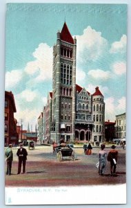 Syracuse New York Postcard City Hall Building Horse Carriage Crown 1905 Unposted