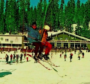 Badger Pass Ski House Ski Lift Yosemite California CA UNP Vtg Chrome Postcard