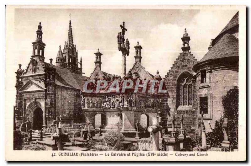 Old Postcard Guimiliau (Finistere) The Calvary and the Church (XVI century) a...