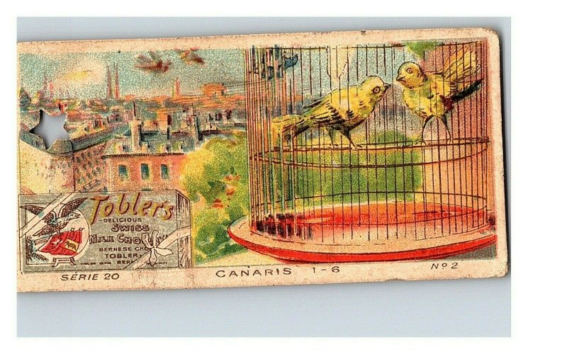 Vintage 1890's Victorian Trade Card Toblerone Swiss Chocolate - Canaries in Cage