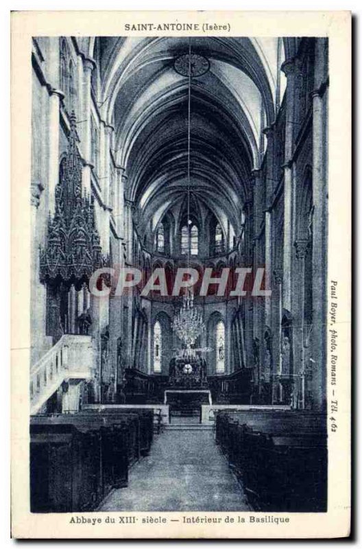 Old Postcard St. Anthony Abbey Xlli century Basilica Interior