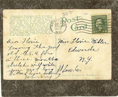 WASHINGTON DC 1923 THOMAS CIRCLE Postcard