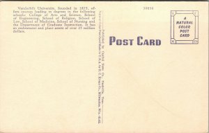 Vtg 1940s Vanderbilt University Furman Hall Nashville Tennessee TN Postcard