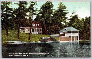 Postcard Brockville Ontario c1910s Foster Cottage & Boat House 1000 Islands