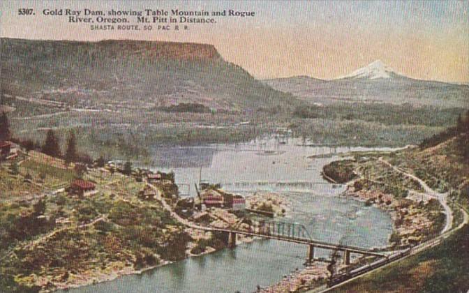 Oregon Gold Ray Dam Showing Table Mountain and Rogue River