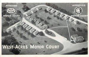Fort Wayne Aerial Vw of Circular Dr~Kinney~West Acres Motor Court~1945 Postcard
