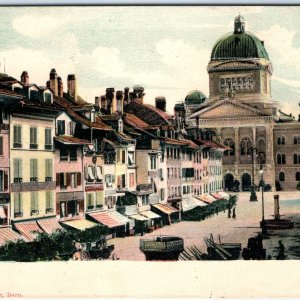 c1900s UDB Bern, Switzerland Postcard Federal Palace Barenplatz Embossed A375