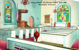 Interior Swedes Church Art View Wilmington Delaware DE UNP Chrome Postcard A9