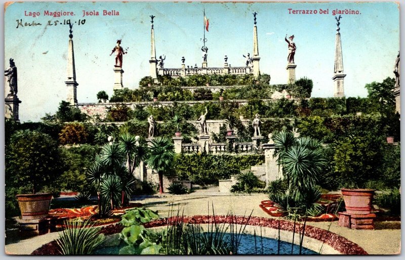 1910's Lago Maggiore Jsola Bella Terrazzo Giardino Switzerland Posted Postcard