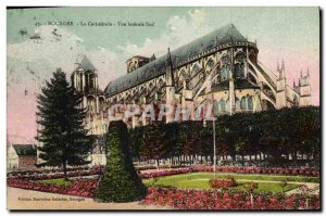 Old Postcard The Bourges cathedral Side South View