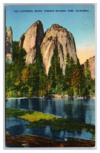 Cathedral Spires Yosemite National Park California CA UNP Linen Postcard R29