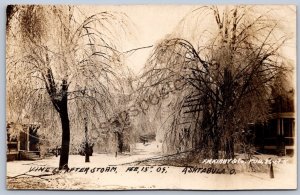 K50/ Ashtabula Ohio RPPC Postcard c1909 Winter Blizzard Ice Disaster Homes 445