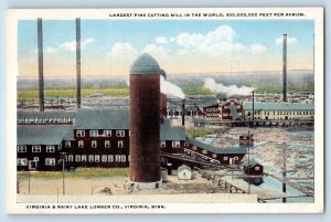 Virginia Minnesota MN Postcard Virginia Rainy Lake Lumber Co Birds Eye View 1920