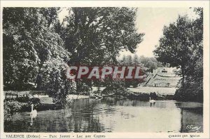 Old Postcard Valence Parc Jouvet Lake of Swans