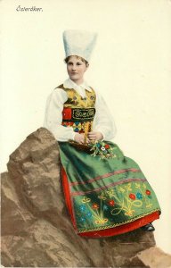 c1910 Postcard; Österåker Woman in Traditional Dress Sweden Scandinavia 2242