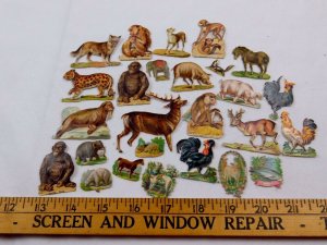 Lot 27 of Embossed Victorian Die-Cut Animals Polar Bear Pig Walrus Monkey CD68