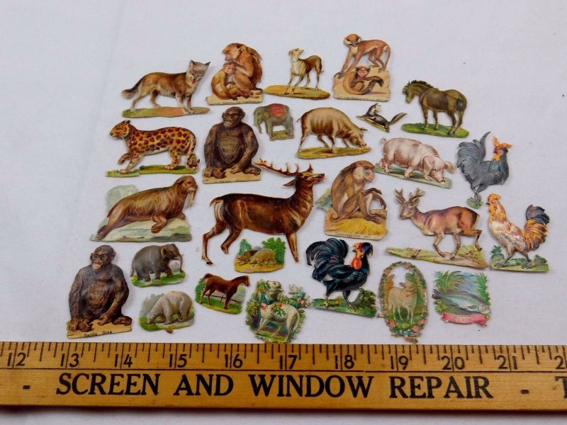 Lot 27 of Embossed Victorian Die-Cut Animals Polar Bear Pig Walrus Monkey CD68