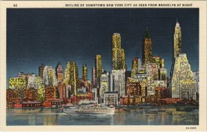 CPA AK Skyline of Downtown New York City at night USA (790509)