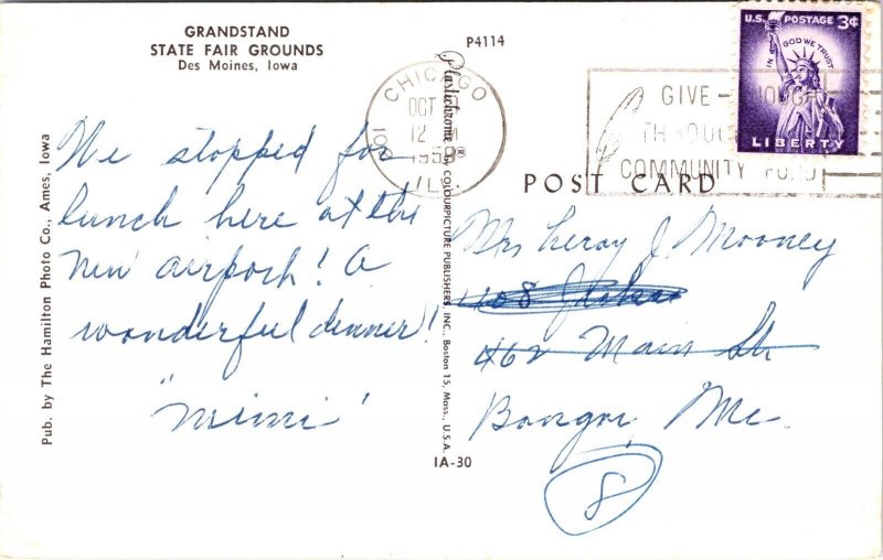 Work Truck Grandstand State Fair Grounds Des Moines IA POSTCARD