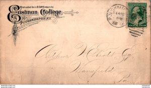 US Cover 2c 1888 Eastman College Poughkeepsie NY  for Mansfield Tioga Penn