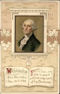 Winsch Washington's Birthday Gilt Textured Patriotic c1910 Vintage Postcard