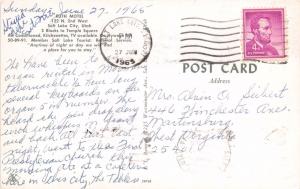 SALT LAKE CITY UTAH~RUTH MOTEL-122 N 2nd WEST POSTCARD c1965