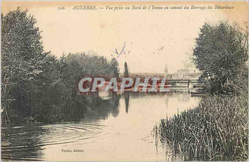 Old Postcard Auxerre view taken Waterfront Yonne upstream of the coffer dam