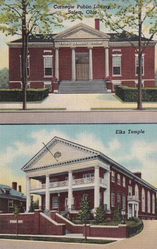 SALEM, Ohio, 1930-1940s; Carnegie Public Library, Elks Temple