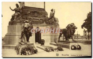 Brussels Old Postcard Tomb of the Unknown Soldier lion