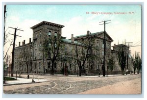 c1905 St. Mary's Hospital Building Street View Rochester New York NY Postcard 