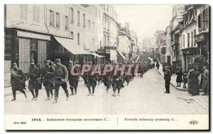 Old Postcard French Army Infantry crossing c