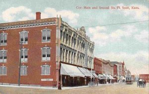 Main & Second Streets Fort Scott Kansas 1910c postcard