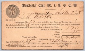 K44/ Manchester Connecticut Postcard c1908 K.O.T.M. Fraternity Postal 422