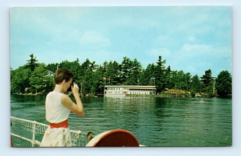 'Pretty passenger on a Tour Boat' THOUSAND ISLANDS Ontario Canada Postcard