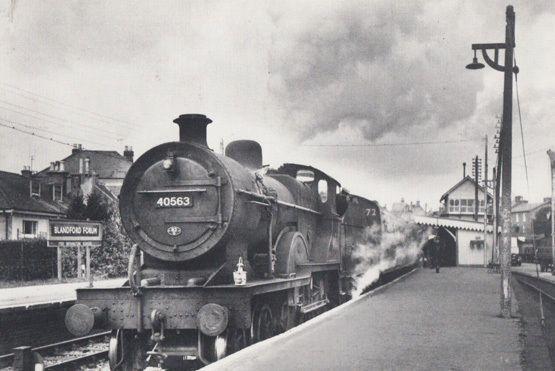 Engine 40563 Bournemouth Train at Blandford Forum Station 1962 Railway Postcard