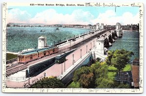 West Boston Bridge Boston Massachusetts Granite Structure Architectural Postcard