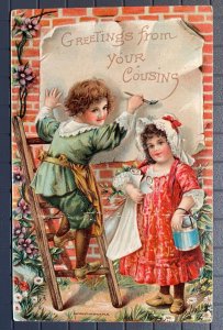 Vintage Victorian Postcard 1911 Greetings from Your Cousin