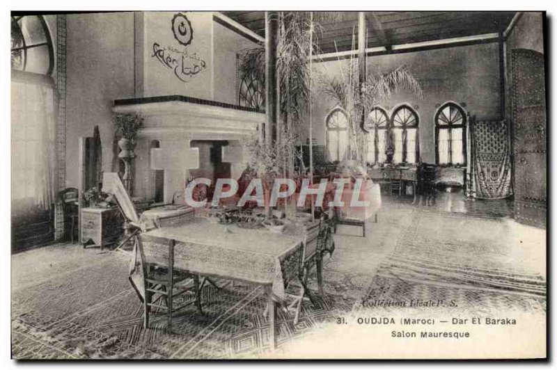 Old Postcard Oudjda Dar Baraka And Moorish Lounge