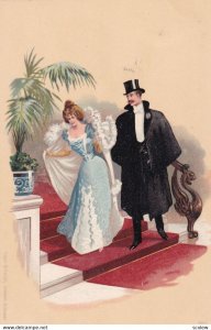 Gentleman helps woman down the stairs, 1901-07s