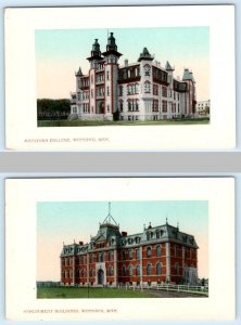 2 Postcards WINNIPEG, Canada ~ MANITOBA COLLEGE & Parliament c1910s Embossed