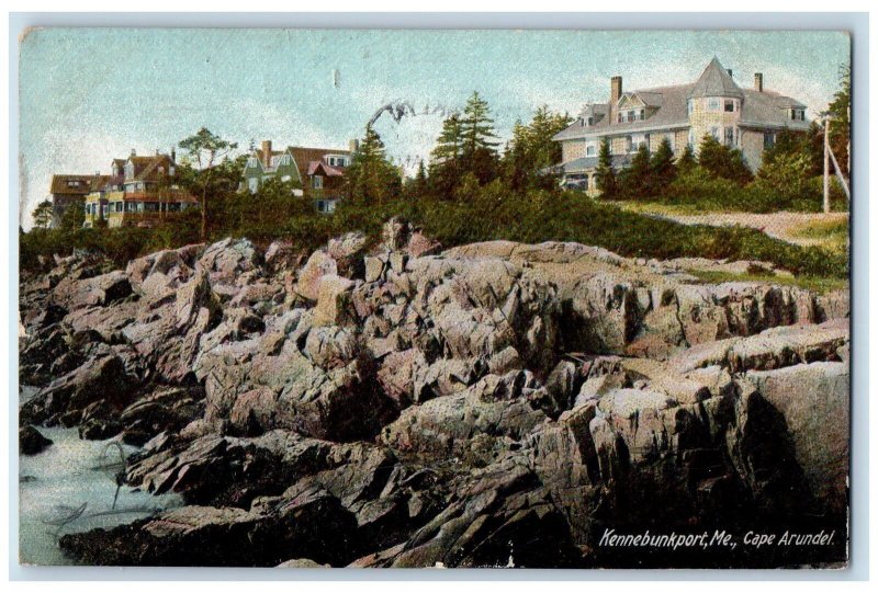 1906 Cape Arundel Houses Buildings Seaside Rocks Kennebunkport Maine ME Postcard