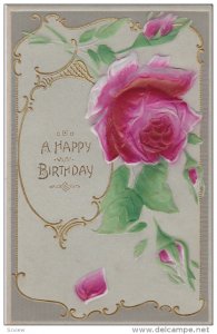 Embossed, A Happy Birthday, Red Rose, Gold detail, 10-20s