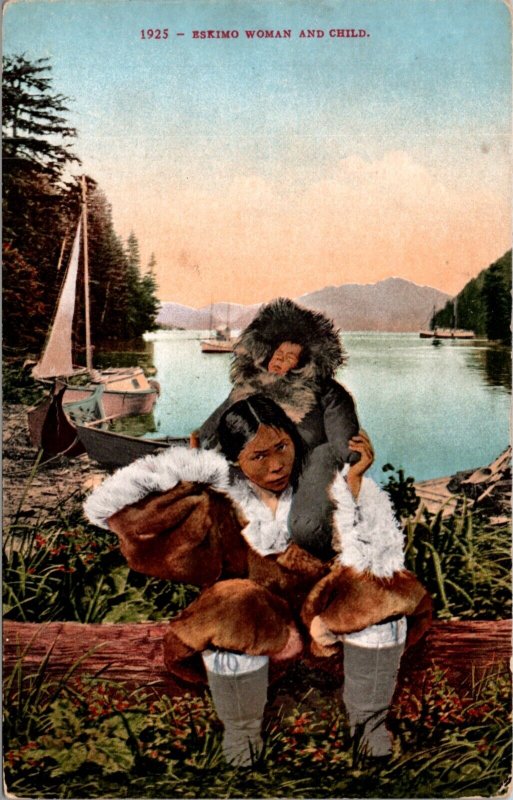 Postcard Eskimo Woman and Child