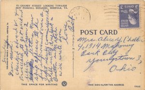 Norfolk Virginia 1950 Poscard Granby Street Roxy Theatre Bus