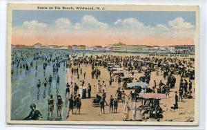 Bathing Beach Scene Wildwood New Jersey 1924 postcard