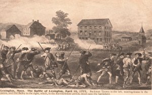 Vintage Postcard The Battle of Lexington Buckman Tavern Lexington Massachusetts