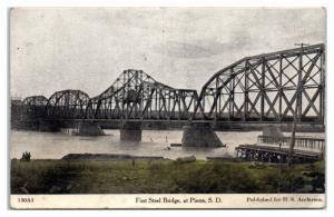 1907 First Steel Bridge at Pierre, SD Postcard