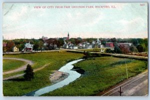 Rockford Illinois Postcard View City Fair Grounds Park River Trees 1910 Unposted