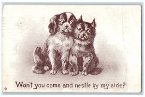 1913 Puppies Dog Animals Lantz Siding Hart Co. NS Canada Antique Postcard
