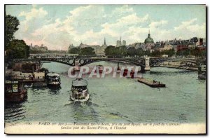 Postcard Old 6th arr Paris Panorama of the Seine took the Pont Royal in the C...